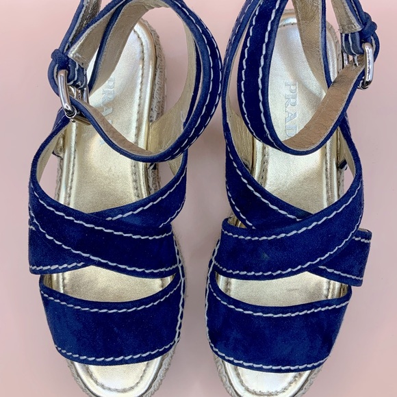 Prada Size 8.5B Blue Suede Sandal - Picture 4 of 11